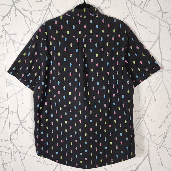 Poches & Fils Black Slushie Print 100% Cotton Button Front Shirt - Picture 3 of 7